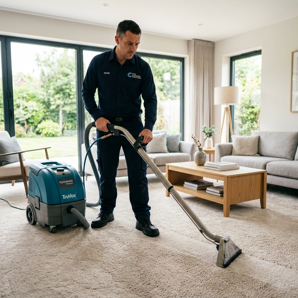 Deep carpet cleaning service on a large area rug in Singapore