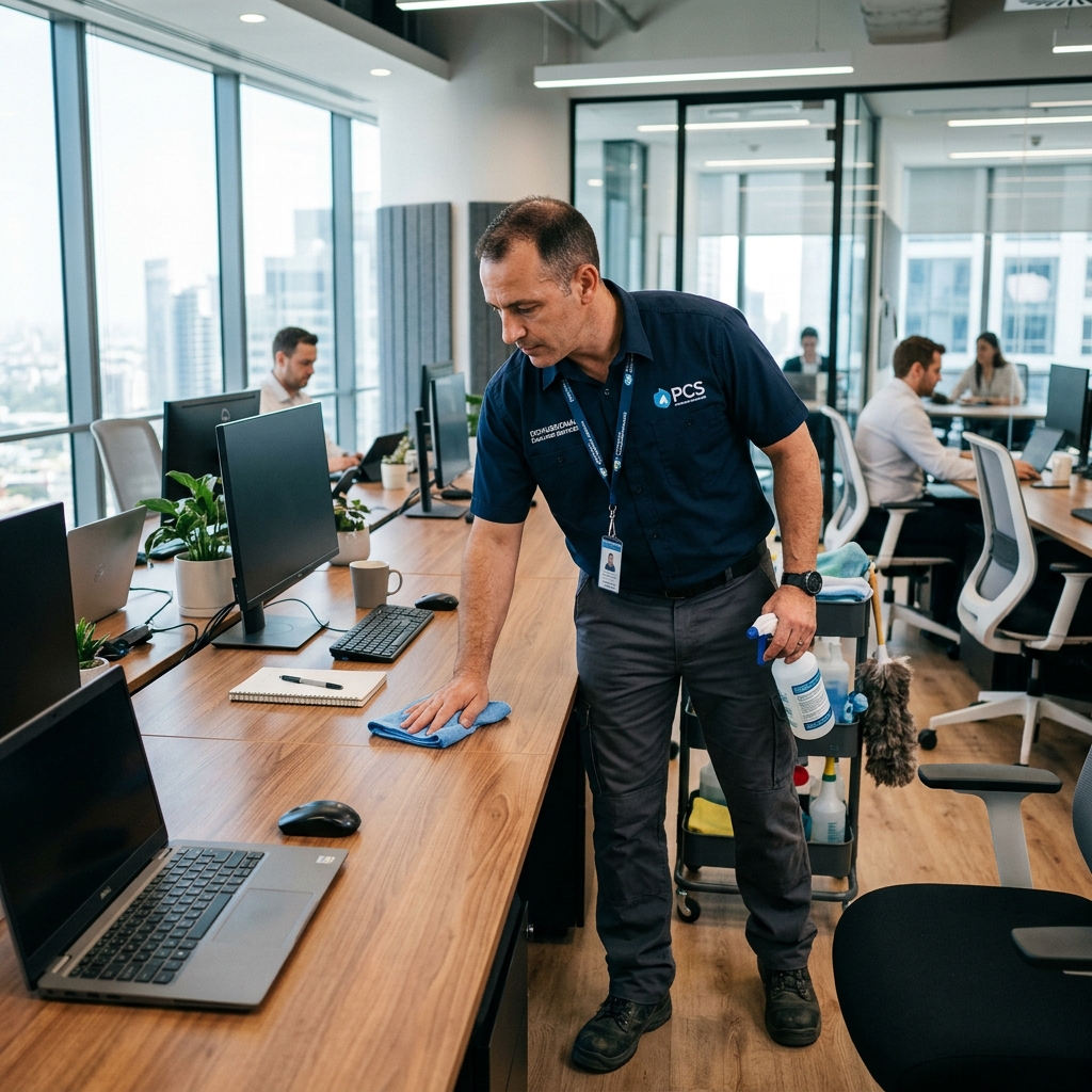 Reliable house and office cleaning service team working in Singapore